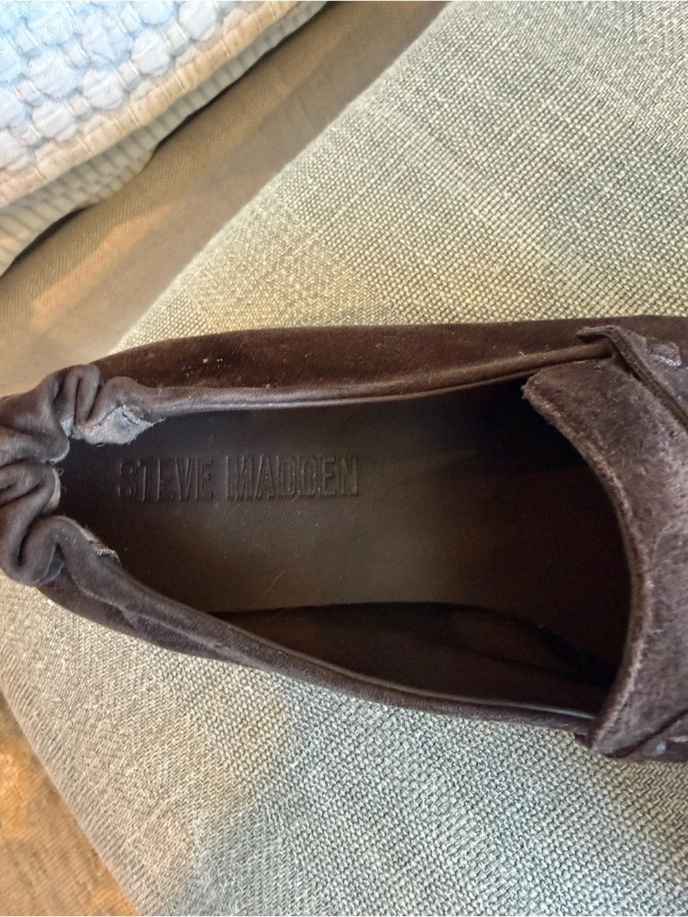 Steve Madden chocolate Suede Emory penny loafers